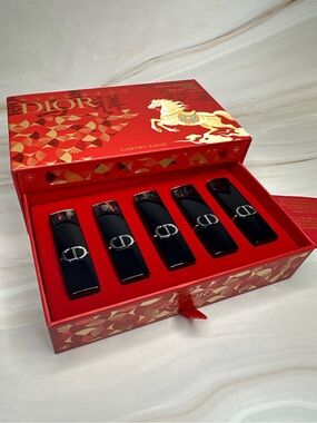 New Dior Limited Edition Mini Rouge Dior Lipstick Set 5 Pc Lunar New Year